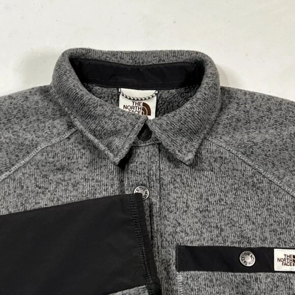 North Face Gordon Lyons Fleece Snap Button Shirt Jacket Mens Small Shacket‎ Gray